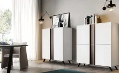 Credenza linea Domino in Noce Bianco e Brunito