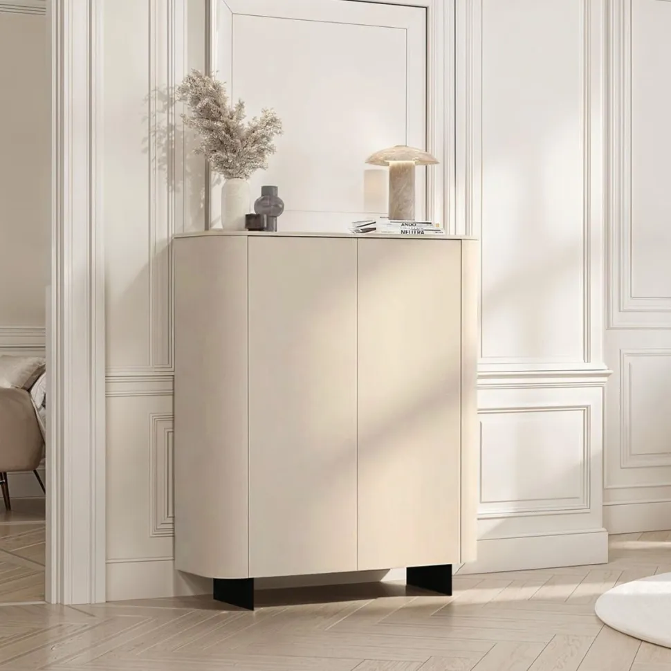 Credenza moderna 2 ante con apertura Push-Pull e piede a lama in metallo