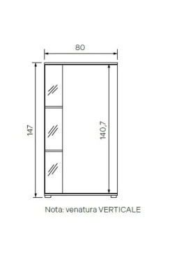 Credenza moderna 2 ante Grigio cenere con inserti in vetro fumè disponibile in vari colori