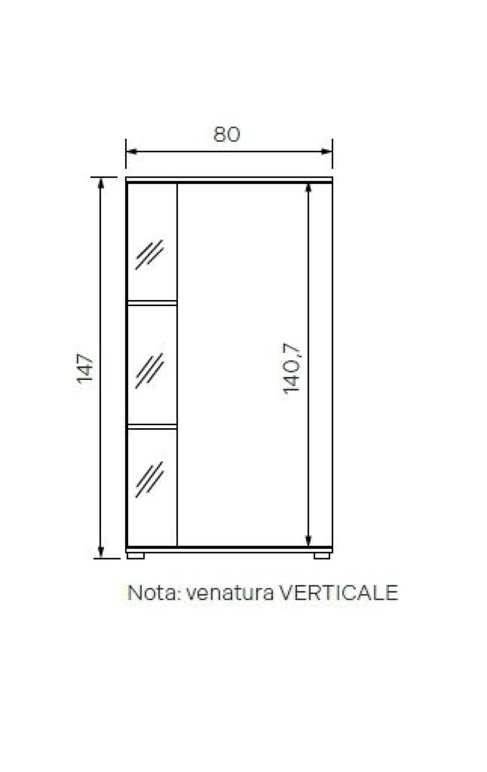 Credenza moderna 2 ante Grigio cenere con inserti in vetro fumè disponibile in vari colori