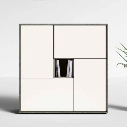 Credenza moderna 4 ante in Bianco Opaco con apertura push pull disponibile in vari colori