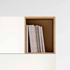 Credenza moderna Argilla e Rovere senza maniglie 3 ante e vani a giorno disponibile in vari colori