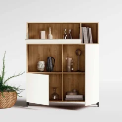 Credenza moderna Argilla e Rovere senza maniglie 3 ante e vani a giorno disponibile in vari colori