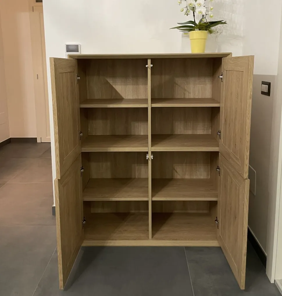 Credenza moderna Bianco Opaco 4 ante senza maniglia linea Tilt