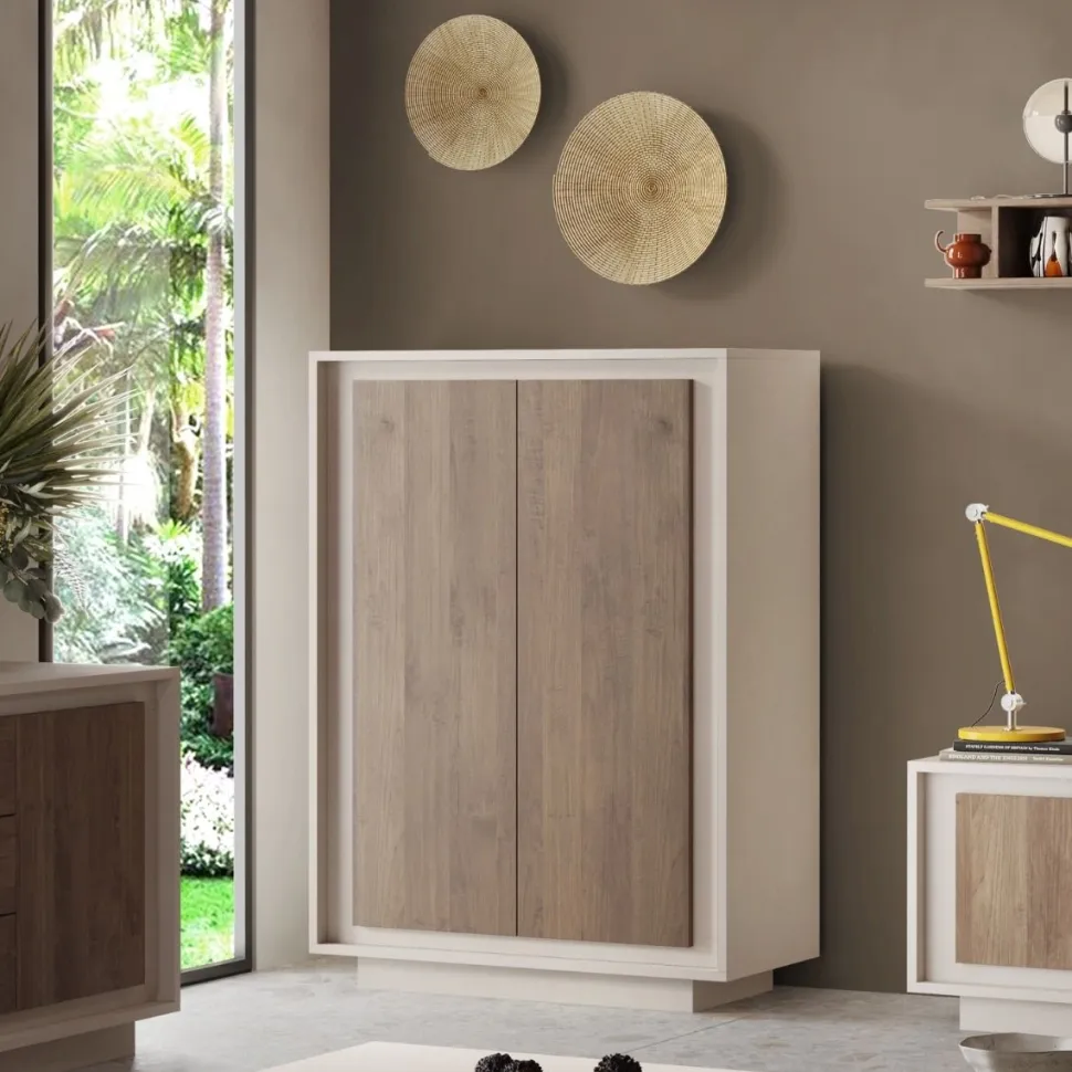 Credenza moderna Cashmere e Rovere Mercure scuro 2 ante battenti linea Eos