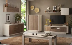 Credenza moderna Cashmere e Rovere Mercure scuro 2 ante battenti linea Eos