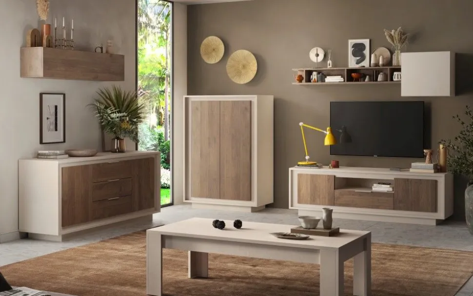 Credenza moderna Cashmere e Rovere Mercure scuro 2 ante battenti linea Eos