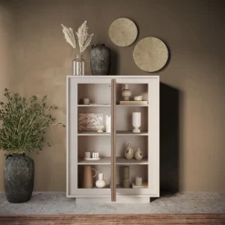 Credenza moderna Cashmere e Rovere Mercure scuro 2 ante battenti linea Eos