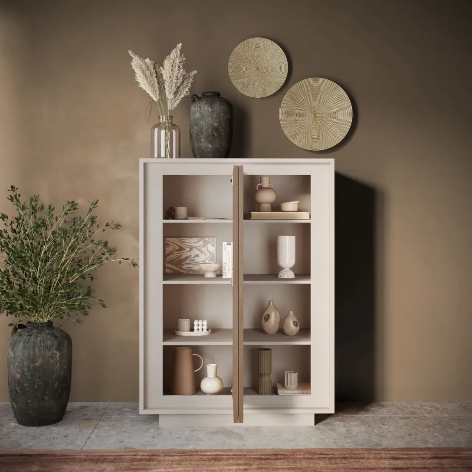 Credenza moderna Cashmere e Rovere Mercure scuro 2 ante battenti linea Eos