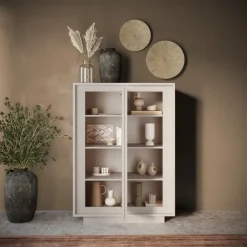 Credenza moderna finitura grigio Cashmere 2 ante battenti linea Eos