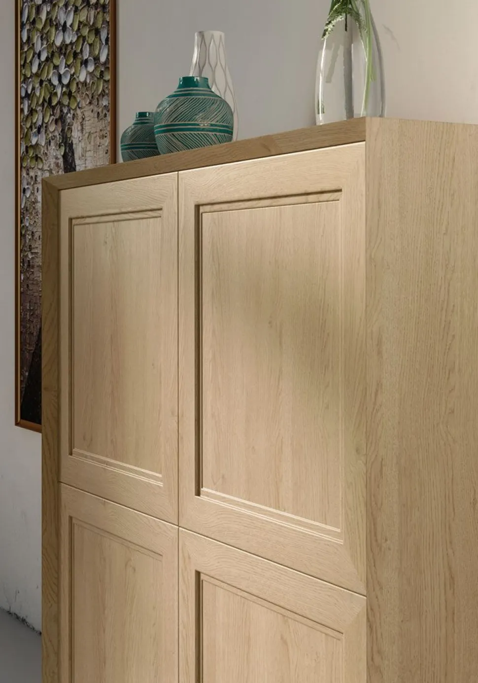 Credenza moderna Rovere Chiaro 4 ante senza maniglie linea Tilt CLASSIC
