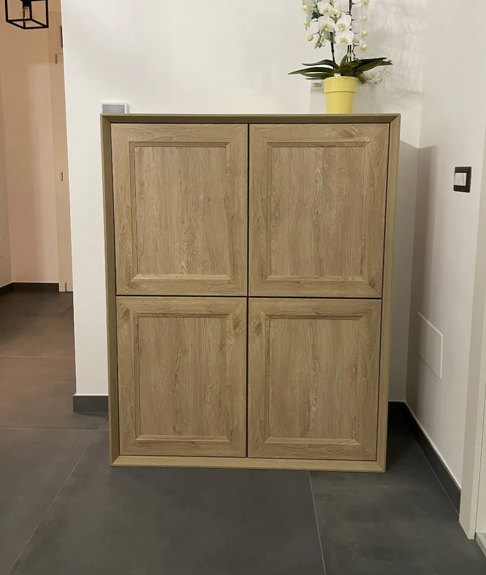Credenza moderna verde Bristol e Teak 4 ante senza maniglia linea Tilt CLASSIC