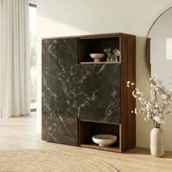 Credenza Olivia linea Alba in finitura Quercia e Marmo Dark