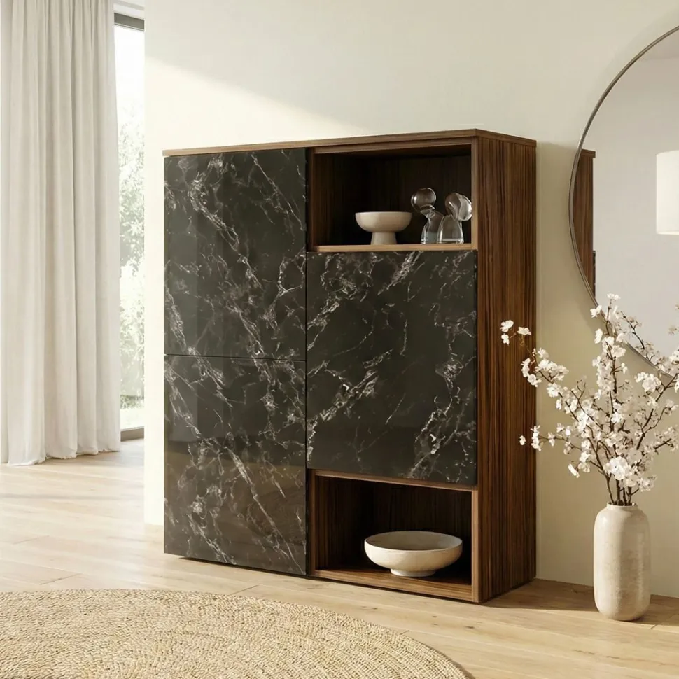 Credenza Olivia linea Alba in finitura Quercia e Marmo Dark