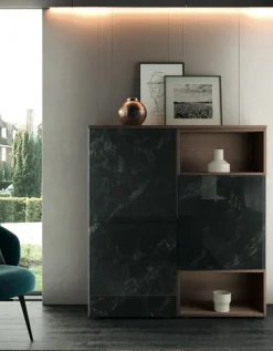 Credenza Olivia linea Alba in finitura Quercia e Marmo Dark