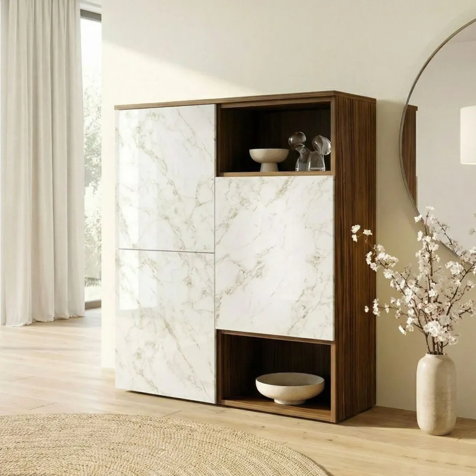Credenza Olivia linea Alba in finitura Quercia e Marmo Dark