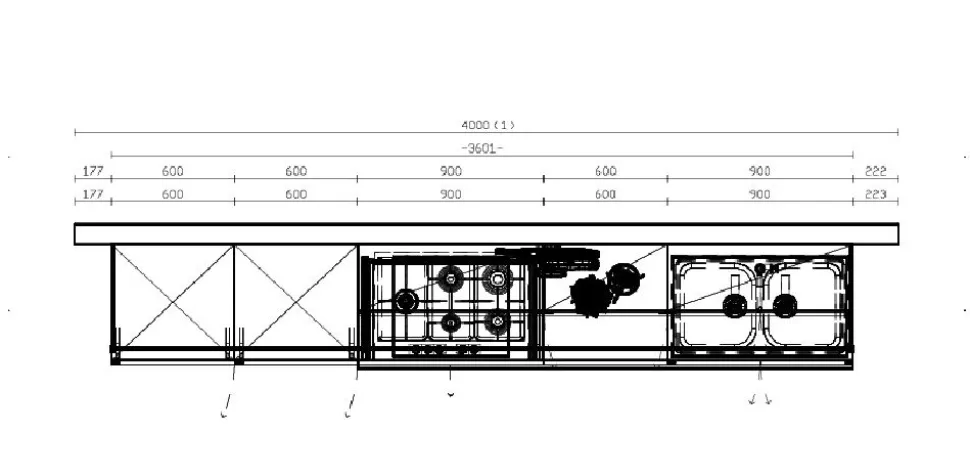 Cucina Alta Lineare 360cm moderna