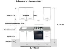 Cucina bloccata moderna Start 195cm