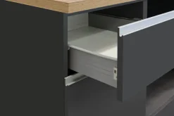 Cucina completa con isola moderna con maniglie a incasso in allumino Irene in finitura Antracite Opaco e Rovere