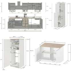 Cucina completa con isola moderna con maniglie a incasso in allumino Irene in finitura Antracite Opaco e Ardesia