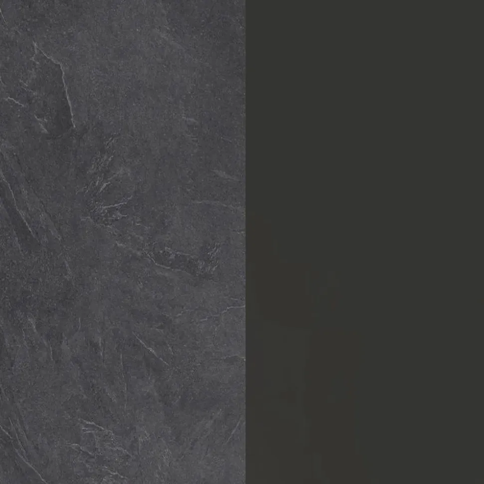 Cucina lineare moderna con maniglie a incasso in allumino Sendy in finitura Antracite Opaco e Ardesia