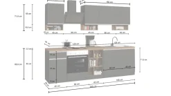 Cucina lineare moderna con maniglie a incasso in allumino Zenit in finitura Bianco Lucido e Rovere