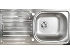 Cucina lineare moderna con maniglie a incasso in allumino Sendy in finitura Antracite Opaco e Rovere