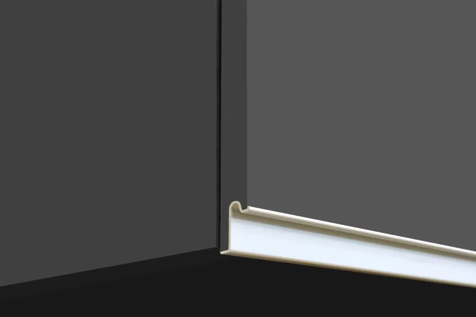 Cucina lineare moderna con maniglie a incasso in allumino Zenit in finitura Antracite Opaco e Ardesia