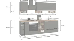 Cucina lineare moderna con maniglie a incasso in allumino Zenit in finitura Antracite Opaco e Ardesia