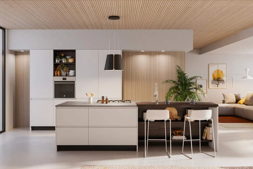 Cucina Moderna Flux Motus lineare con isola personalizzabile