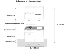 Cucina piccola moderna Iconica 120cm