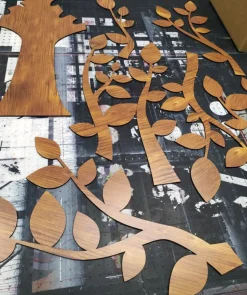 Decorazione in legno albero della vita, legno scuro in legno MDF, altezza 1,7 metri