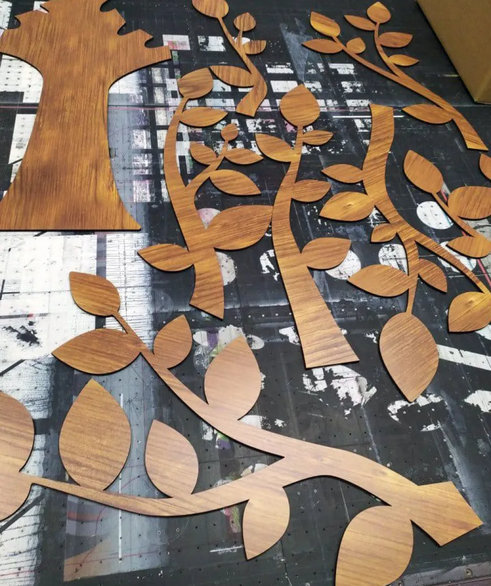 Decorazione in legno albero della vita, legno scuro in legno MDF, altezza 1,7 metri