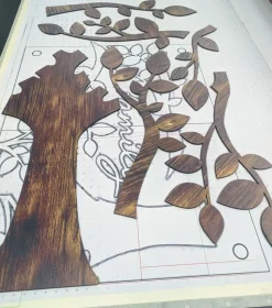Decorazione in legno albero della vita, legno wenge altezza 1,7 metri