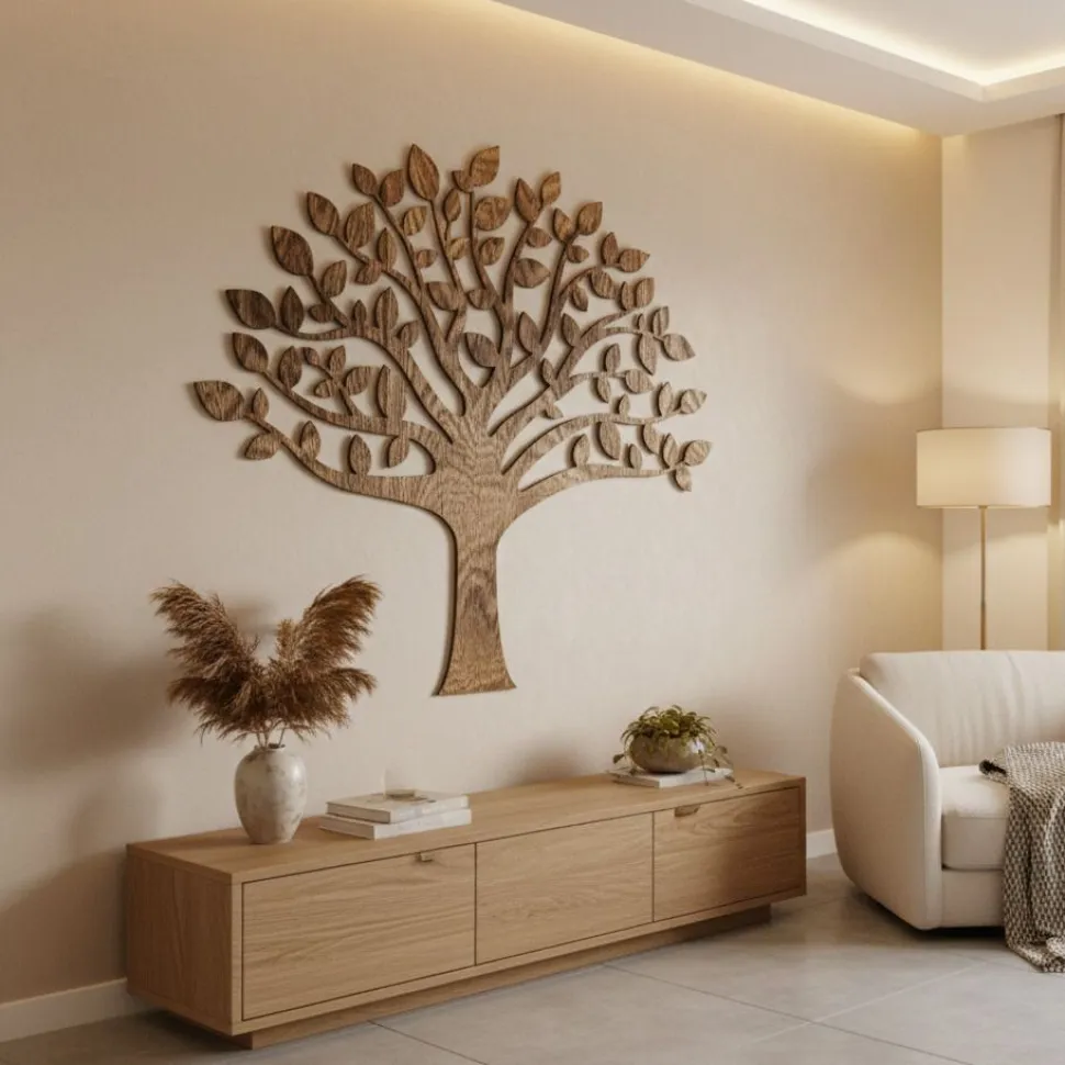 Decorazione in legno albero della vita, legno wenge altezza 1,7 metri