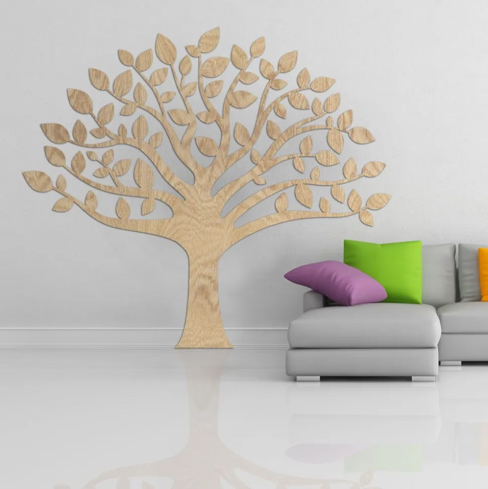 Decorazione in legno albero della vita, legno chiaro in legno MDF, altezza 1,7 metri