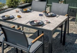 Dining Set Tarquinia da esterno 4 Posti in Ferro, Textilene e Vetroceramica in 2 colori