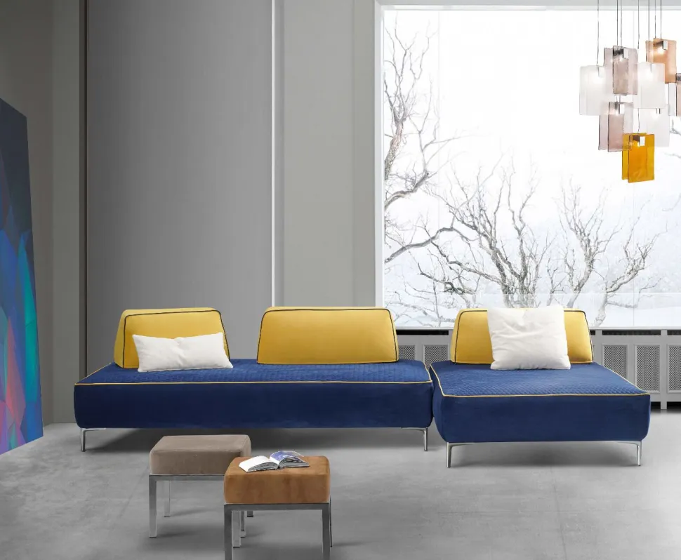 Divano CAPRI componibile imbottito disponibile in diversi tessuti