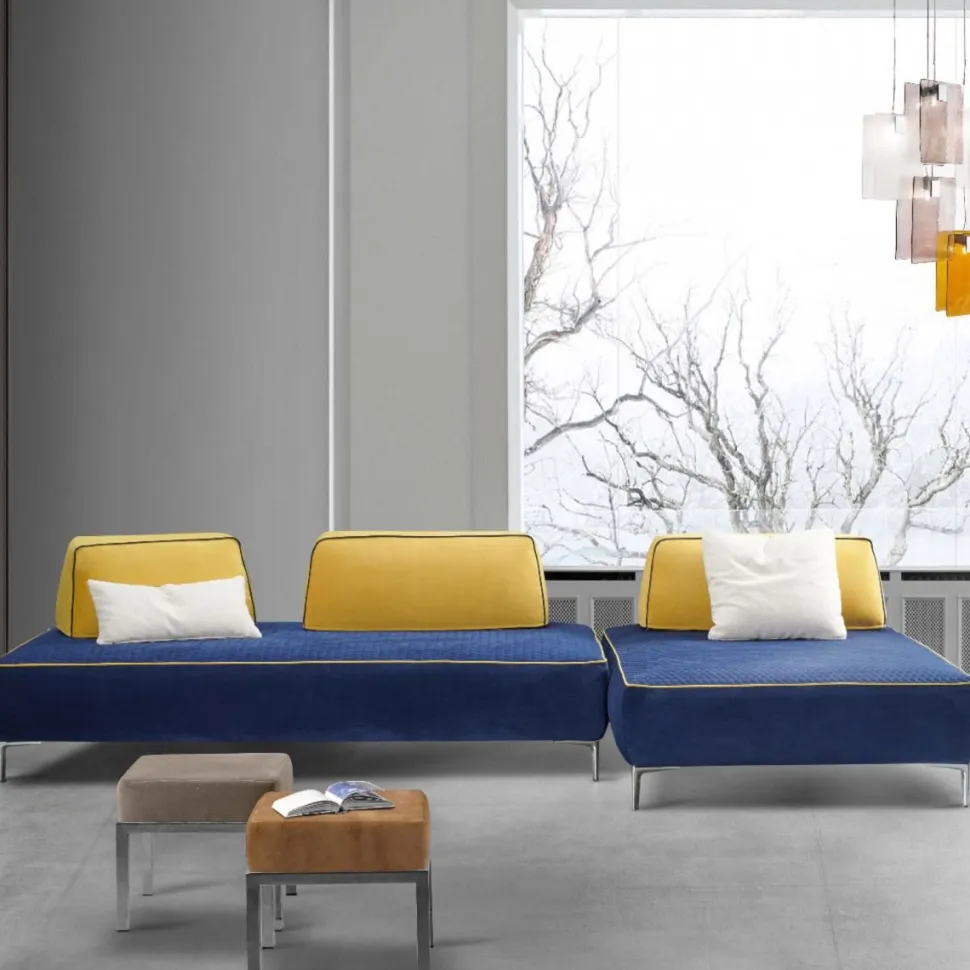 Divano CAPRI componibile imbottito disponibile in diversi tessuti