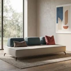 Divano CAPRI componibile imbottito disponibile in diversi tessuti