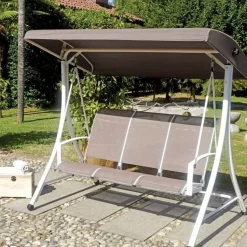 Dondolo da Giardino 3 Posti Struttura Bianca e Textilene disponibile in 2 colori