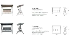 Dondolo da Giardino 3 Posti Struttura Bianca e Textilene disponibile in 2 colori