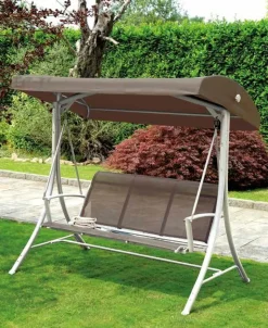 Dondolo da Giardino 3 Posti Struttura Bianca e Textilene disponibile in 2 colori