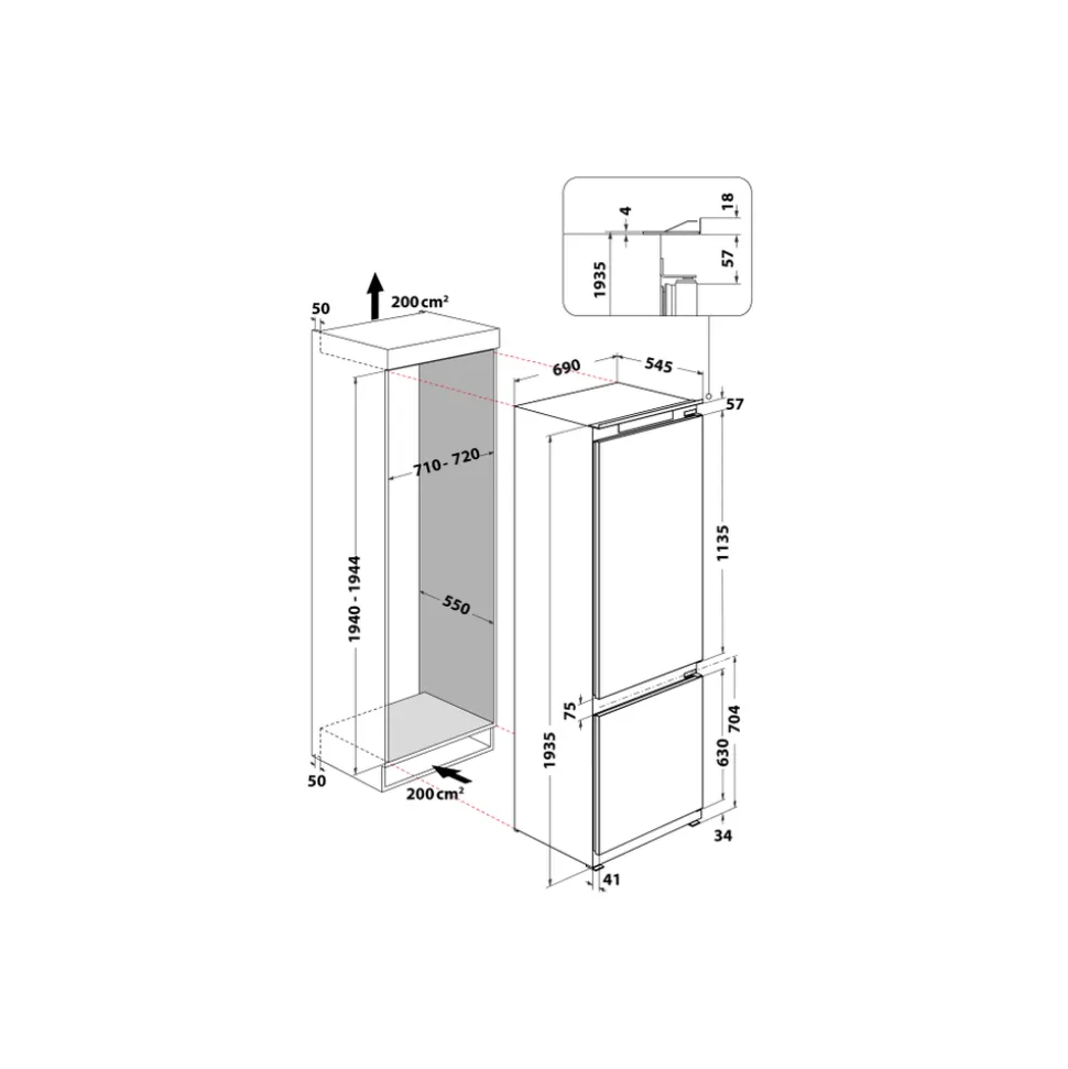 Frigorifero combinato da incasso Hotpoint BCB4010EO31