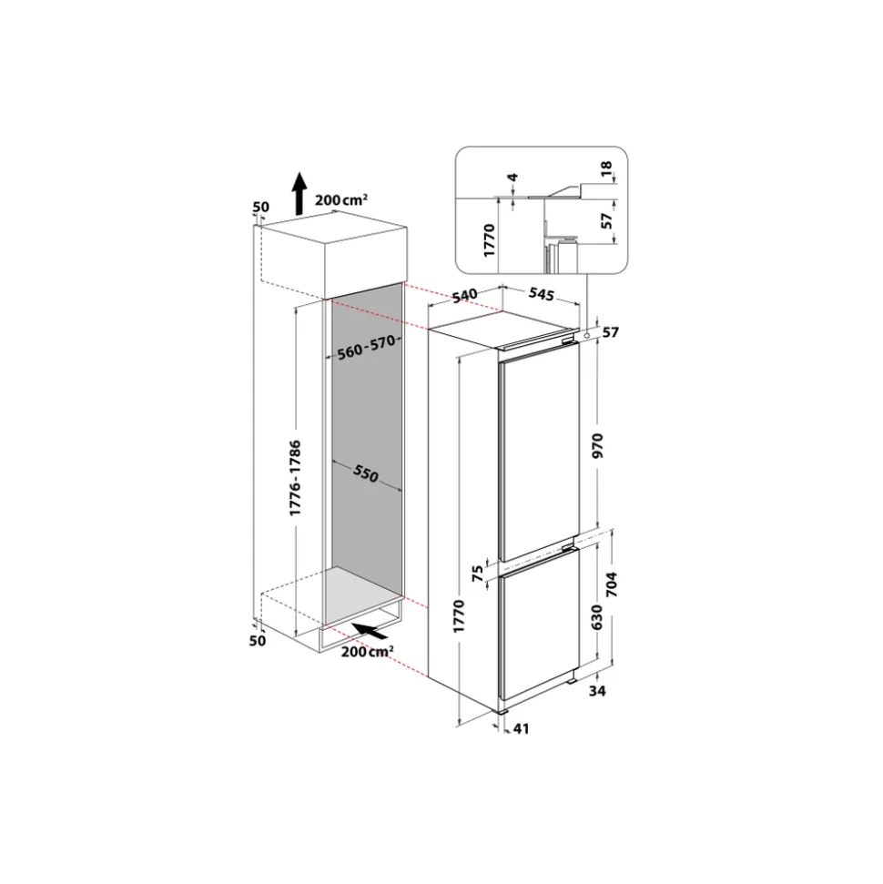 Frigorifero combinato da incasso Hotpoint BCB7030D2