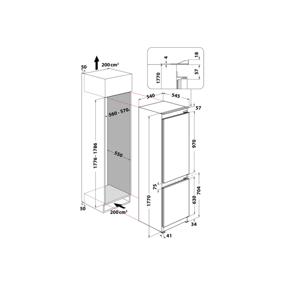 Frigorifero combinato da incasso Whirlpool WHC18T574P