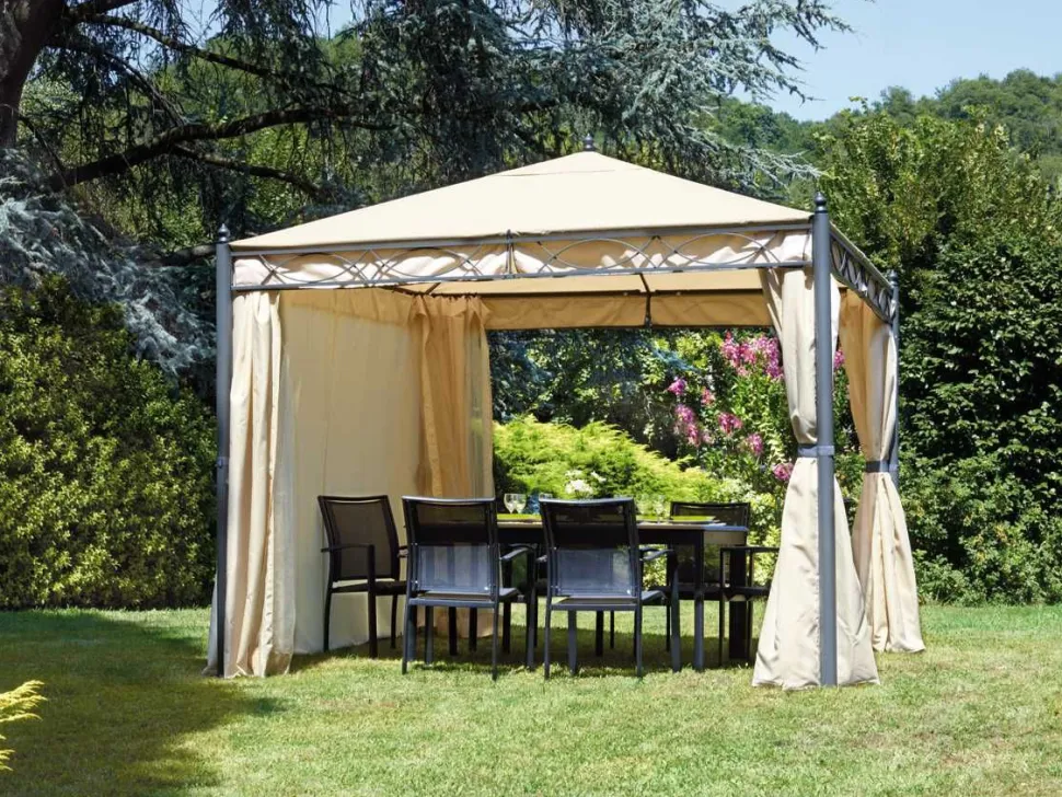 Gazebo in ferro Antracite pali Ø 72 mm Tende e Zanzariere Incluse