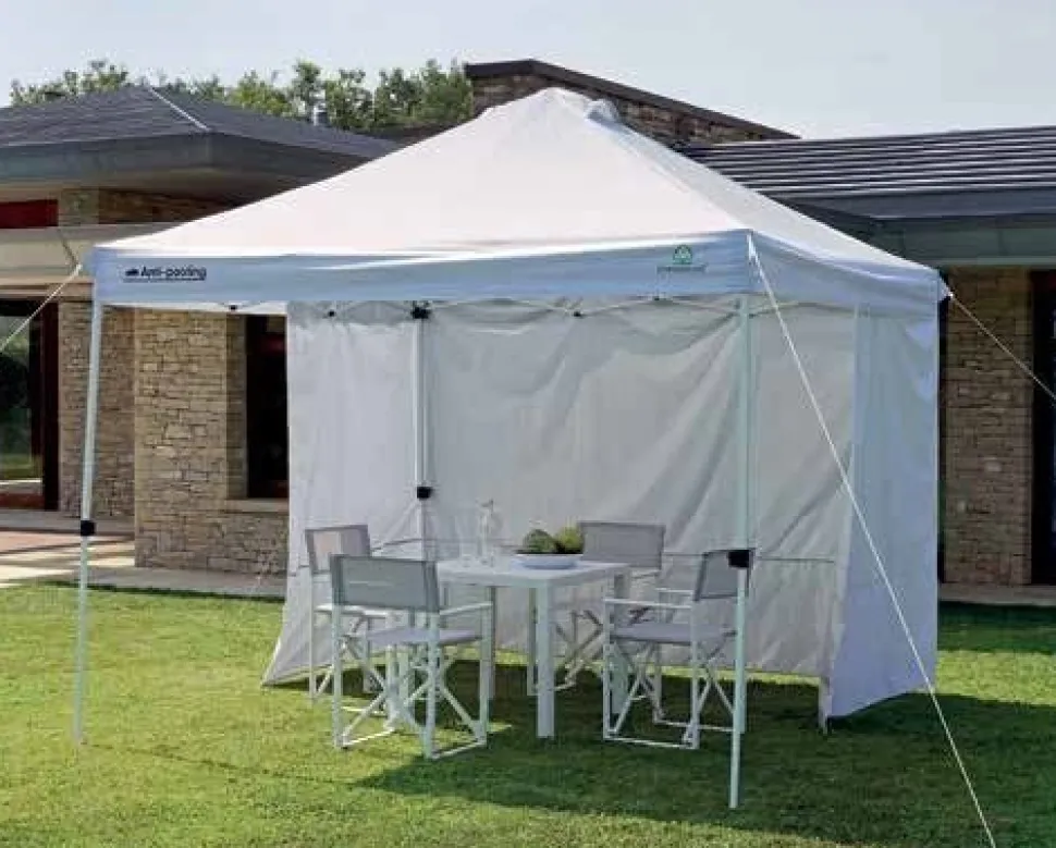 Gazebo Pieghevole 3x3 m sistema brevettato Anti-Pooling protezione UV Silver