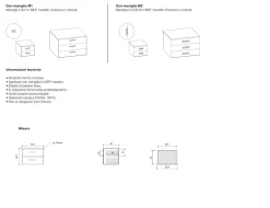 Gruppo notte moderno con maniglia in MDF rivestito Rea disponibile in vari colori