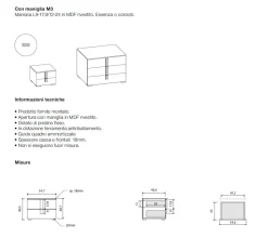 Gruppo notte moderno con maniglia in MDF rivestito Vertigo disponibile in vari colori